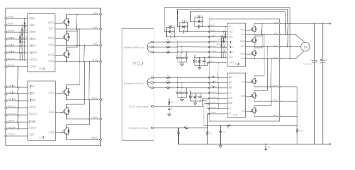 Topología típica del circuito para ventiladores y bombas industriales